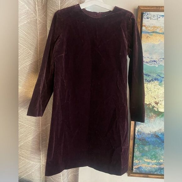 Theory Mini Dress Size 4 Wine  Velvet Long Sleeve Lined - Picture 3 of 15